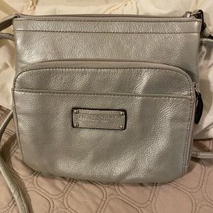 Tignanello Cross Body silver leather purse